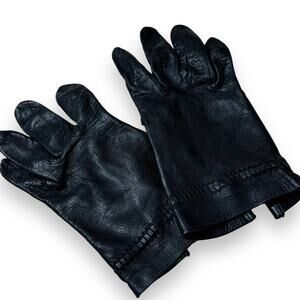 Black Lambskin Leather Gloves Size 6